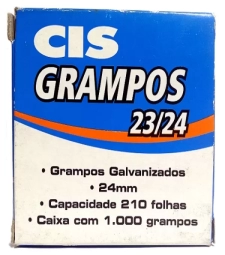 GRAMPO PARA GRAMPEADOR 23/24 GALVANIZADO COM 1000 - SERTIC