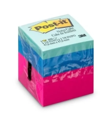 Imagem de capa de Bloco Adesivo Post-it 47,6mm X 47,6mm Cubo Rosa/azul/azul Acqua - 3m