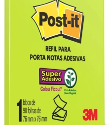 Imagem de capa de Refil Bloco Adesivo Post It 76mm X 76mm Verde Neon Com 90 Folhas - 3m