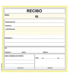 RECIBO COMERCIAL SEM COPIA - 155 X 215 - 50 FOLHAS - PACOTE COM 20 UNIDADES