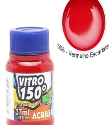 TINTA VITRO 37ML VERMELHO ESCARLATE - ACRILEX 508