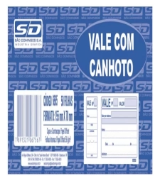 VALE COM CANHOTO - 100 FOLHAS - PACOTE COM 20 UNIDADES
