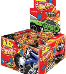 Imagem Chicle Buzzy Tattoo 400g C/100 Tutti Frutti Hot Wheels de Mercadinho