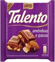 CHOCOLATE BARRA GAROTO TALENTO 15 X 25G AMENDOAS E PASSAS