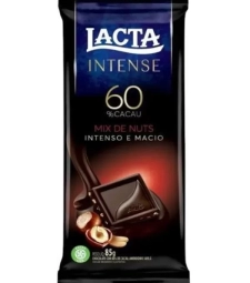 CHOCOLATE BARRA LACTA INTENSE 60% CACAU 17 X 85G MIX NUTS