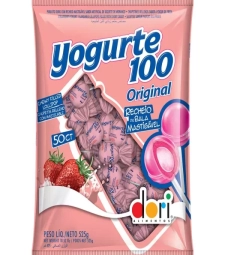 Imagem Pirulito Dori Yogurte 100 525g Morango Recheado de Estrela Atacado
