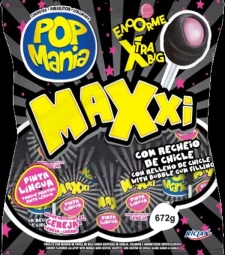 Imagem Pirulito Pop Mania Maxxi 672g Cereja de Estrela Atacado