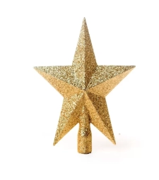 Imagem Estrela Com Gliter 15 Cm Ouro Ponteira Arv de Embalafoz