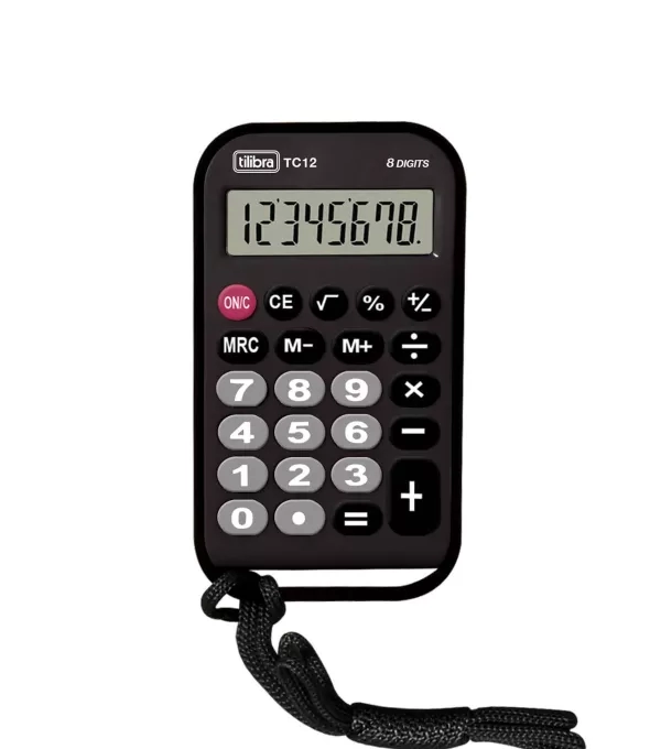 Calculadora De Bolso Com CordÃo 8 DÍgitos Preto - Tilibra - Tc12