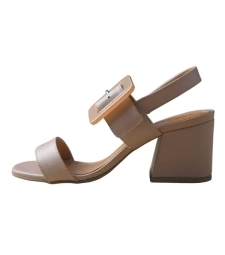 Sandalia Nude Bloco Fivela 