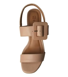 Sandalia Nude Bloco Fivela 