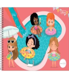 Caderno Espiral Capa Dura Meia Pauta Sapeca Feminino 40 Folhas - Tilibra - 22918