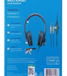 Headset Pro P2 Com Adaptador P3 Preto/cinza - Multilaser - Ph316