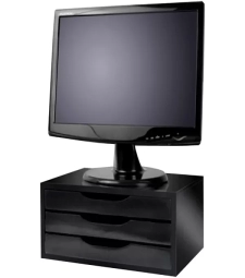 Suporte Para Monitor C/ 3 Gavetas Black Piano - Souza & Cia - 3347